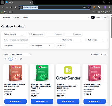 Portale ordini B2B per clienti business e rete vendita